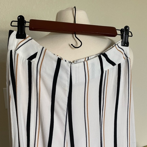 Striped wide leg pant black, white, tan Sz 2 - Picture 3 of 5